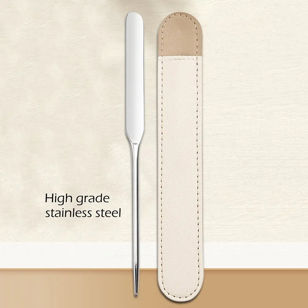 1PC Professional Makeup Spatula - Stainless Steel Foundation Spatula for Thin & Seamless Base - Includes Leather Case - Hygienic & Durable Applicator Makeup Accessories