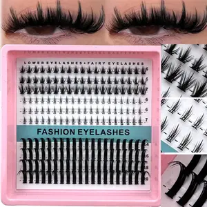 Lower Lash Clusters + Flower Fairy Lashes, 217pcs Individual Lash Bundles, Mixed Lengths 6-20mm, Fluffy D Curl, Reusable, DIY Dense Lashes