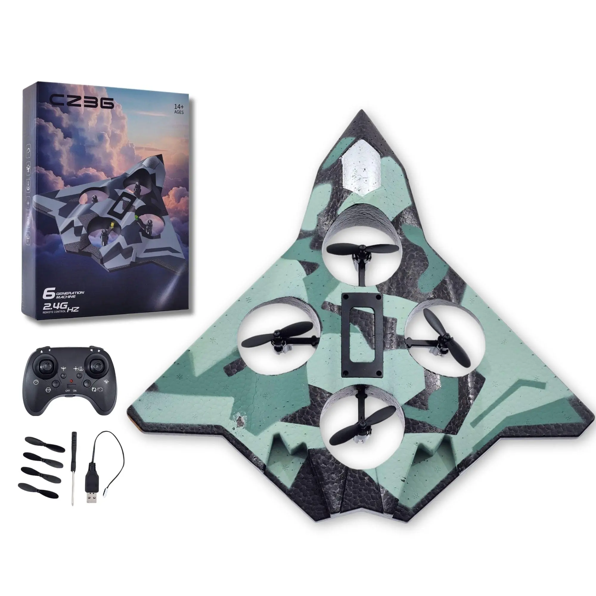 CZ36 Remote-Controlled 2.4GHz Drone Aircraft | Green Camouflage