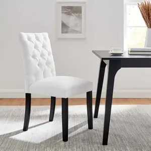 Modway Duchess Button Tufted Fabric Dining Chair in White