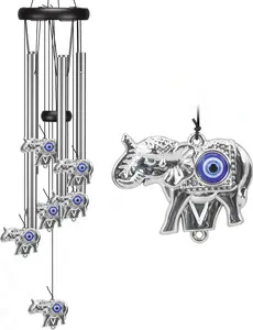 Wind Chimes Outdoor, Elephant Gifts for Women, Outdoor/Indoor Decorations for Patio, Porch, Garden Decor, and Backyard (Evil Eye Elephant)