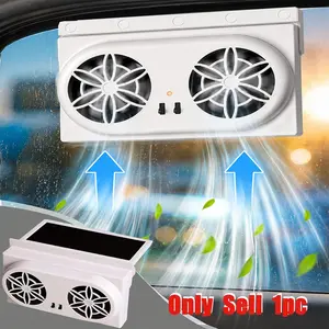 Solar Exhaust Fan for Cars, Solar Powered Auto Window Ventilation Fan, 2 Head Cooling Ventilator, Air Vent Cooler for Cars, Trucks, Rvs