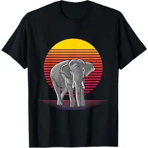 Retro Elephant Love Vaporware Style for Elephant Lovers T-Shirt