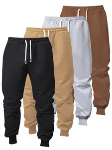 Men's  - 4-piece , Regular Fit Casual Sports Pants,  Color Basic Style, Elastic Waistband with Drawstring & Pockets, Suitable for Outdoor Activities, Commuting, Streetwear, Perfect Gift for Spring, Autumn & Summer, Husband / Boyfriend jogger solid