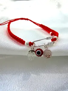 925 Sterling Silver Red Protection Bracelet | Saint Benedict, Evil Eye & Hamsa Adjustable