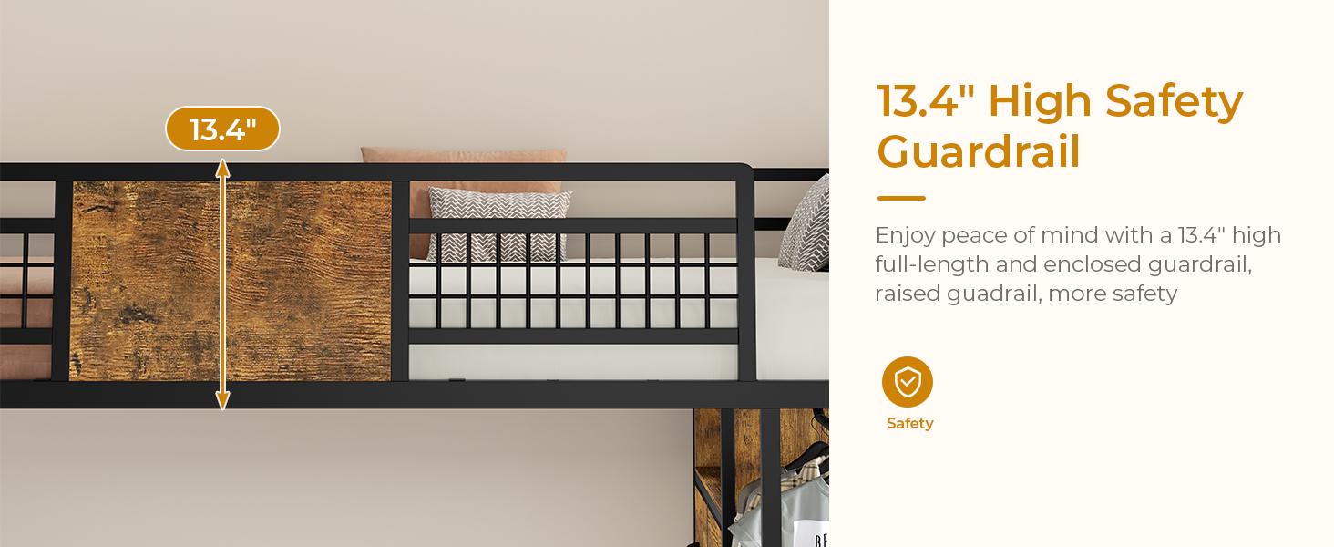 Sikaic Full Over Twin Bunk Bed with 8 Storage Drawers, Metal Bunk Bed with LED Lights & Storage Shelves, Loft Bed with Ladder & 13.4" Safety Guardrail for Kids & Teens summervibes