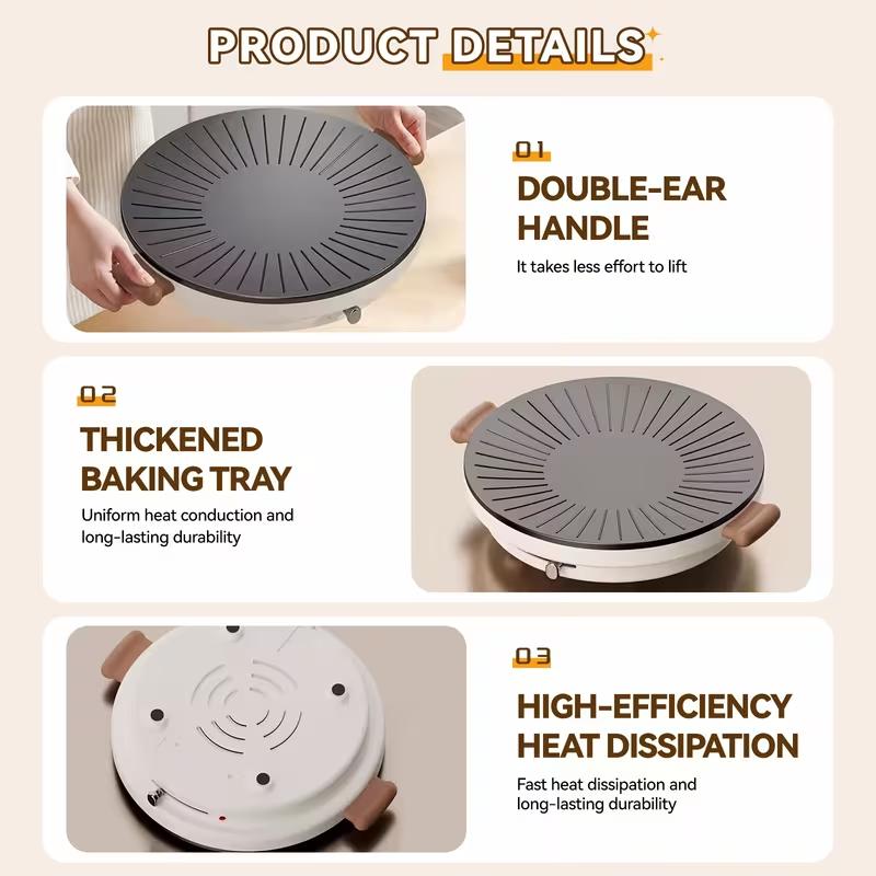 TANLOOK Smokeless Non-Stick Electric Griddle, Compact Indoor Grill & Frying Pan for Pancakes, Burgers, Steaks - Aluminum, 120V, Plug Powered