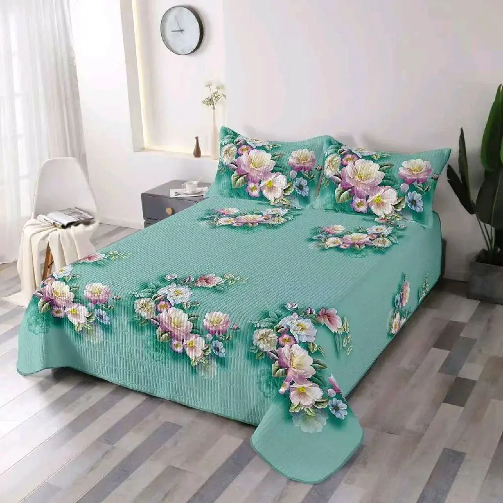 King Size 3-Pieces Quilted Bedding Set, Soft Durable Linens for Bedroom Use