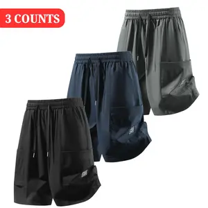 Men's street sports quick-drying shorts, with icy-feeling fabric, good breathability, elastic waistband, and zipped pockets. Perfect for outdoor sports, fitness and hiking.