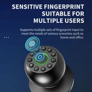 Round Smart Door Lock: Fingerprint/Password/App/Key - Hands-Free Entry, 50 FP & 200 PW Capacity, Easy No-Drill Install