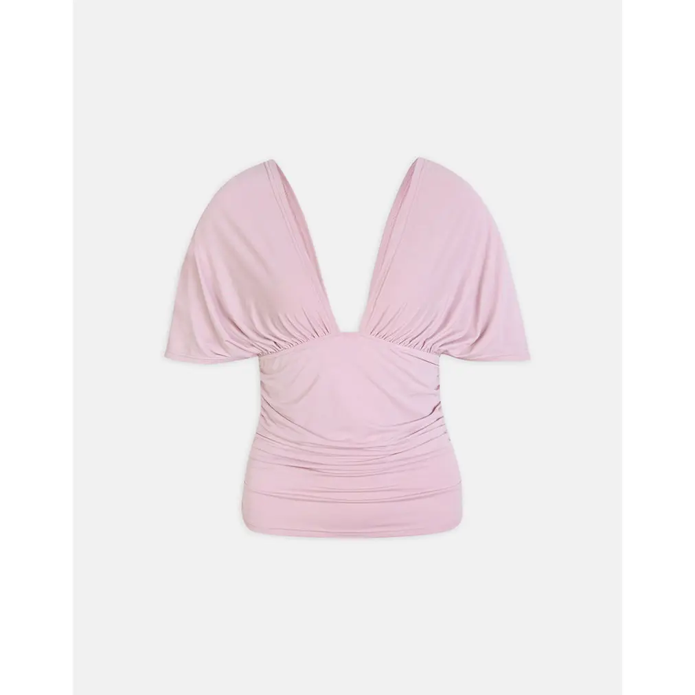 Vernia Plunge Batwing Top in Cupro Pink