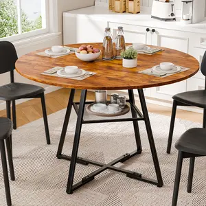 Round Dining Table for 4, Kitchen Dining Room Circle Dinner Pedestal Table, Space Saving Farmhouse Wood Round Kitchen Table, for Kitchen, Living Room