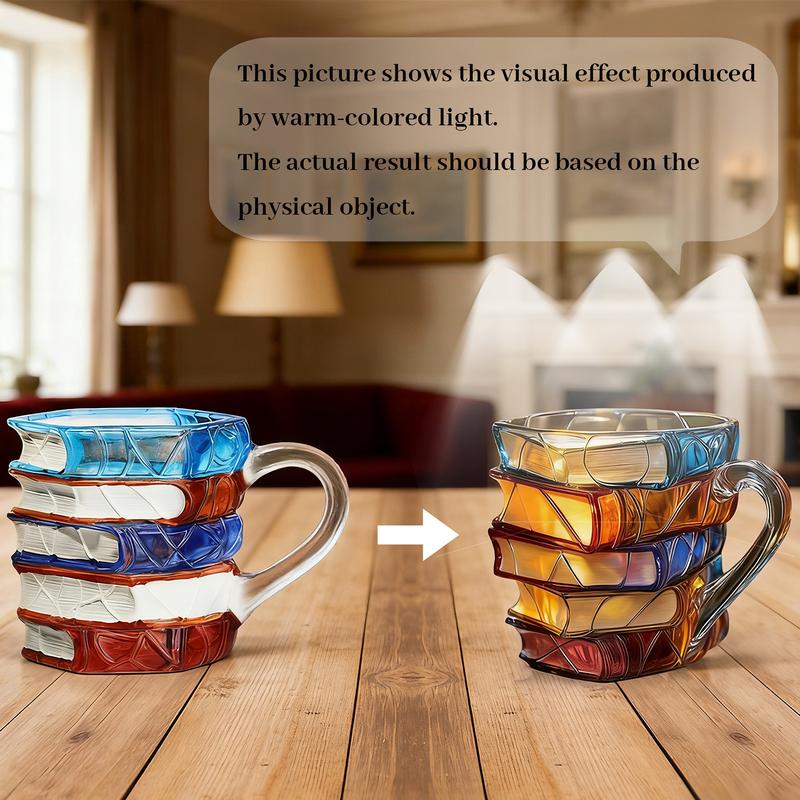 Ceramic Innovative 3D Painting Book Mug Unique Stacked Coffee Cup Perfect Gift for Literature Lovers Creative Colorful Book Gift Ideal for Christmas TikTokShopBlackFriday Reuse Reusable