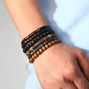Bohemian Coconut Shell Wood Bead Beaded Elastic Line Men's Bracelet Bracelet