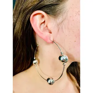 Orbital Sphere Hoops Earrings (Silver)
