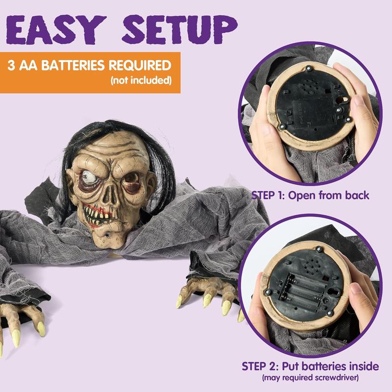 Halloween Animated Zombie Groundbreaker with Decayed Face Halloween Animatronic