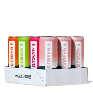 Marquis Variety Pack 12-Pack - Lychee Peach, Super Berry, Citrus Yuzu, Mango Ginger Energy Drinks - Sugar Free Vitamin-Boosted Vegan Beverages - Perfect Valentines Gift