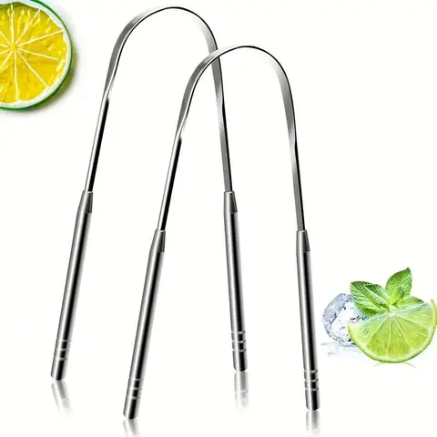 Stainless Steel Tongue Scraper, Tongue Scraping Tool, Oral Hygiene Tool, Oral Care Tongue Cleaner, Professional Tongue Brush for Adults & Kids, Freshens Breath and Reduces Bacteria, Oral Care Supplies