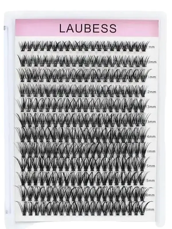 Cluster Lashes 240pcs 40D DIY Eyelash Extension D Curl Long Individual Lashes Mixed Tray Faux Mink Lash Clusters Extensions 0.07 0.10 Black (40D-0.07D-9-16mm) Makeup Cosmetic Eyelashes Extensions