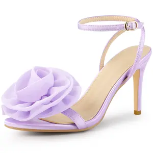 BLISSFUL STEP Flower Stiletto High Heel Heels Sandals for Women