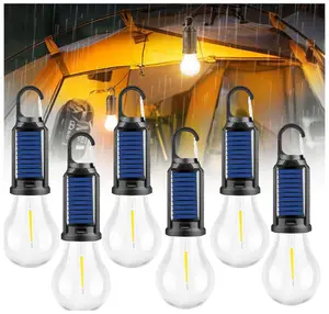 Solar LED Camping Lights with Hook – Type-C Rechargeable, IPX4 Waterproof, 3 Lighting Modes (High/Low/Strobe), 18650 Lithium Battery, Solar-Powered, Sleek Design– Portable, Durable Tent Lights for Hiking,Backpacking,Adventures,Hurricane Emergency Lighting