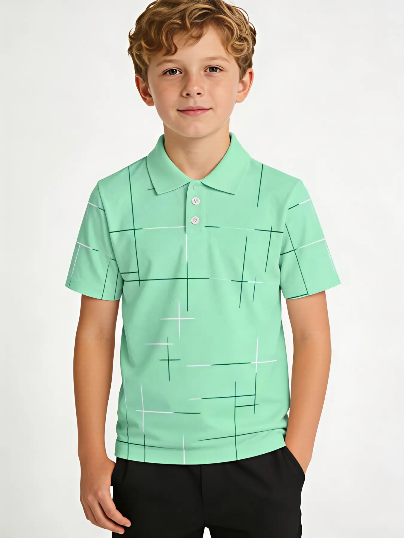 Best-selling Classic Fresh Checkered Short-Sleeve Buttoned Polo Shirt for Boys: Relaxed fit that doesn’t constrict, perfect for a preppy, casual look. Versatile children’s top for everyday school wear or gatherings Daily Wear Shirts