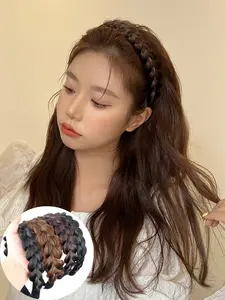 Women's Anti-Slip Fishbone Braided Wig Headband, Stylish Hair Accessory for Daily Wear & Special Occasions, Comfortable Elastic Design, Zigzag Headband