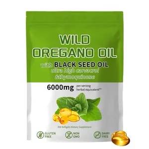 300 Pcs Oregano Oil Capsules, 2 in 1 6000mg Oil of Oregano with Black Seed Oil, Oregano Oil Supplement Capsules, Immune, Digestive Support & Antioxidant, Non-GMO, Gluten Free