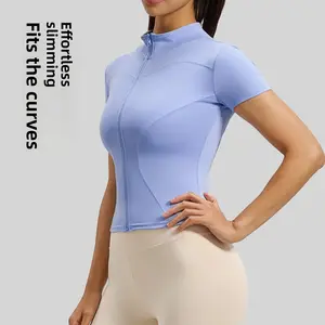 High elastic yoga clothes jacket tight running indoor and outdoor fitness sports top short sleeve women's versatile women biker