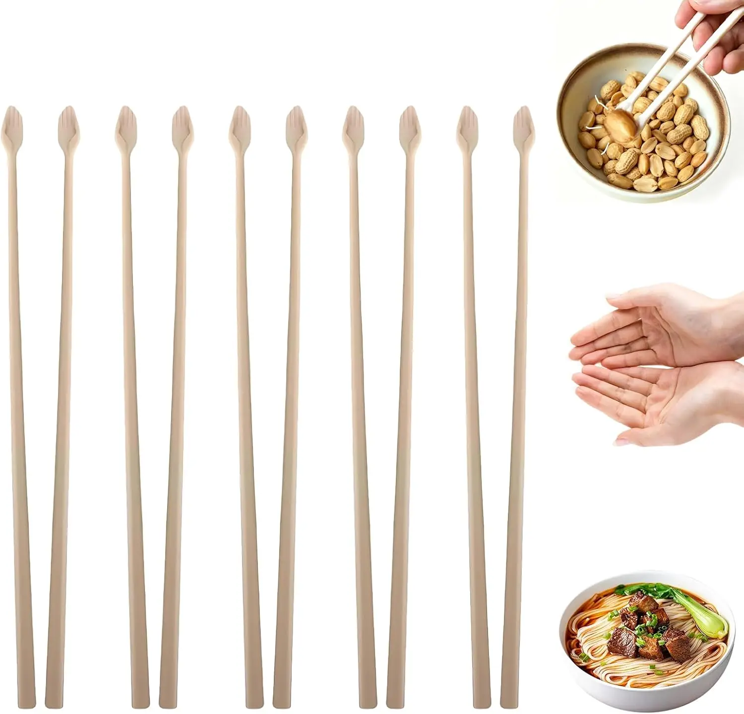 5 Pairs BPA-Free Reusable Finger Chopsticks - Ergonomic, Playful Design, Lightweight Kitchenware Utensils for Adults Casual Snacking, Meals, Gift Item