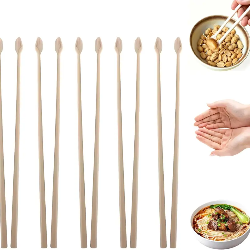 BPA-Free Reusable Finger Chopsticks (5 Pairs) - Ergonomic, Playful, Lightweight Adult Kitchenware Cutlery, Non-Slip Hand Tips Utensils for Casual Snacking & Meals, Gift Item