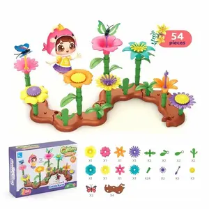 Flower Garden Building Set, 1 Set Easy Assembled Garden Playset, Motor Skills Training & Color Recognizing Block Games Montessori Toy, Great for Gift, Stem Building Blocks