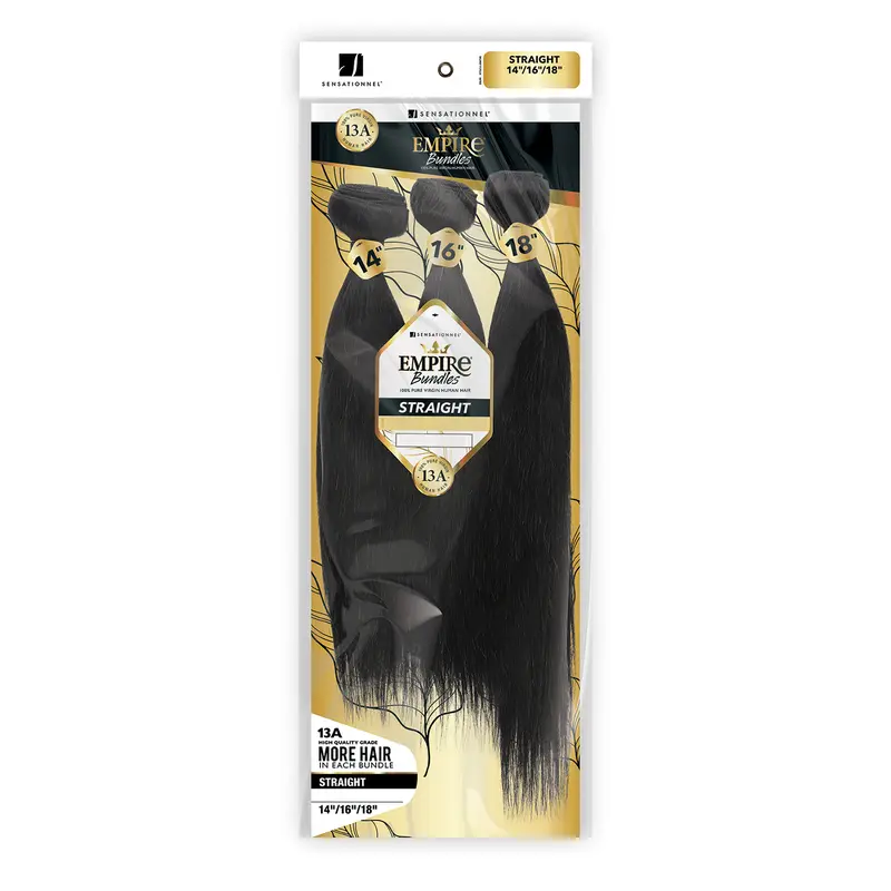 Sensationnel Virgin Human Hair Bundles - 3X Multi Pack Straight Hair Weave Weft Extensions, Bleach-Friendly, Shed-Free, Unisex, Natural Look, Long Lasting Bundles