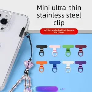 upgrade phone lanyard gasket mini stainless steel mini silent hole clip paint metal back patch side hanging connector metal phone charm tether tab