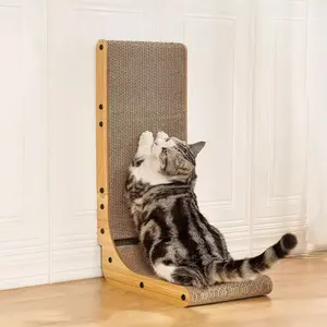 Large L-Shaped Cat Scratch Pad with Ball Toy and Catnip - Safe and Non-Toxic Corrugated Paper for Furniture Protection