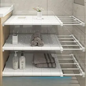 1pc Shelf Rack Cabinet Layered Storage Organizer, Closet Partition Holder, Clothes Kitchen Cabinet Divider, Display Shelves, Closet Organiser