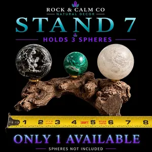 Natural Crystal Sphere Display | Driftwood Stand | Holds 3 Spheres Home