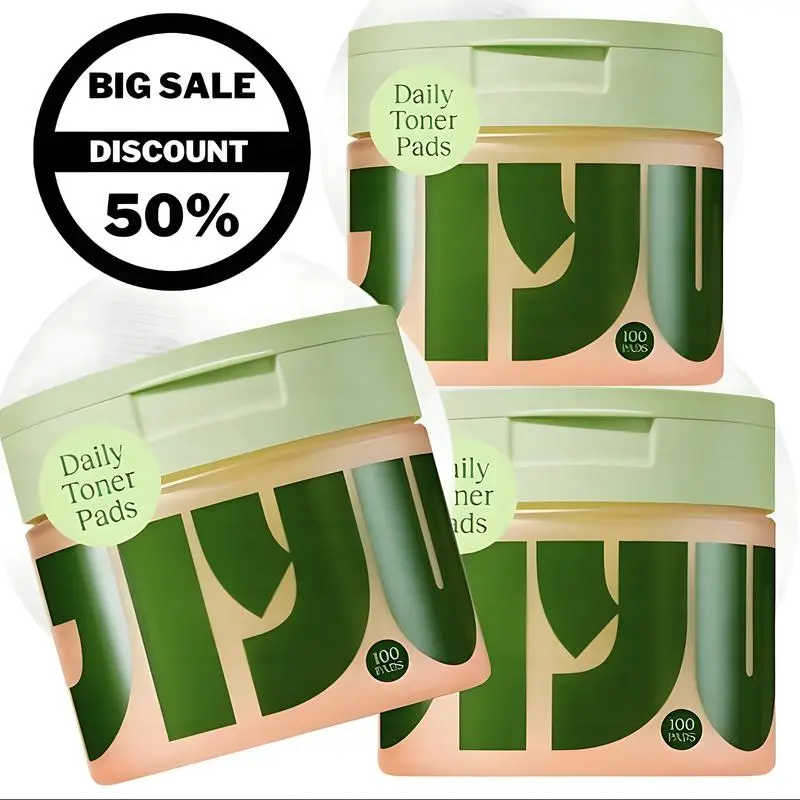 Jiyu Toning Polish Pads (100 Count) - Brightening& Hydrating Daily Skincare Routine for All SkinTypes