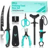Jenseits Premium 6-Piece Fishing Gear and Equipment Multi-Tool Kit - Corrosion Res., Compact Spinning Fisherman Accessories for Adults, Includes Pliers, Fillet Knife, Fish Lip Gripper, Hook Remover, Scissors, Sharpening Stone