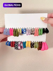 Women's Elegant Colorblock Earrings, Fashion Jewelry for Party, Daily Clothing Decor, Trendy All-match & Exquisite Jewelry for Birthday Gift, Stud Earring Jewelry, Fashionable Jewelry, Trendy Jewellery Accessories