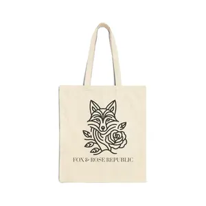 Fox & Rose Republic Ebony Fox Cotton Canvas Tote Bag