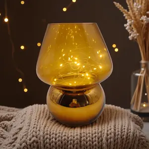 Cute Compact Portable Glass Mushroom Battery Box Light (Batteries Not Included) - Corner Accents for Warm Touch, Ideal for Selfie & Mobile Phone Use