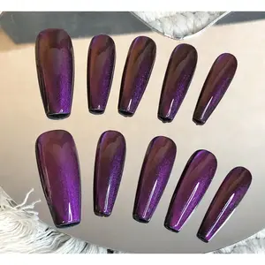 Purple Handmade Press On Nails Super Extra Long,Handmade Acrylic Press on Nails Luxury,Design by Nail Technician, Handmade Painted Nail Art (Small,Medium,Large)