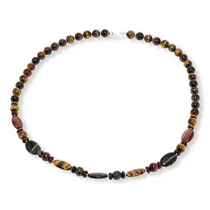 Mine Finds by Jay King Tiger's Eye and Blue Hawk's Eye Quartz Bead 32" Necklace