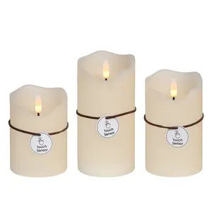 LED Flameless Candles Set of 3 Real Wax (Ivory, 3"x 4/5/6) | Smart Touch Control, 6H Timer, 960H+ Battery Operated | Faux Candles for Bedroom Decor, Wedding Centerpiece, Romantic Valentine's & Party