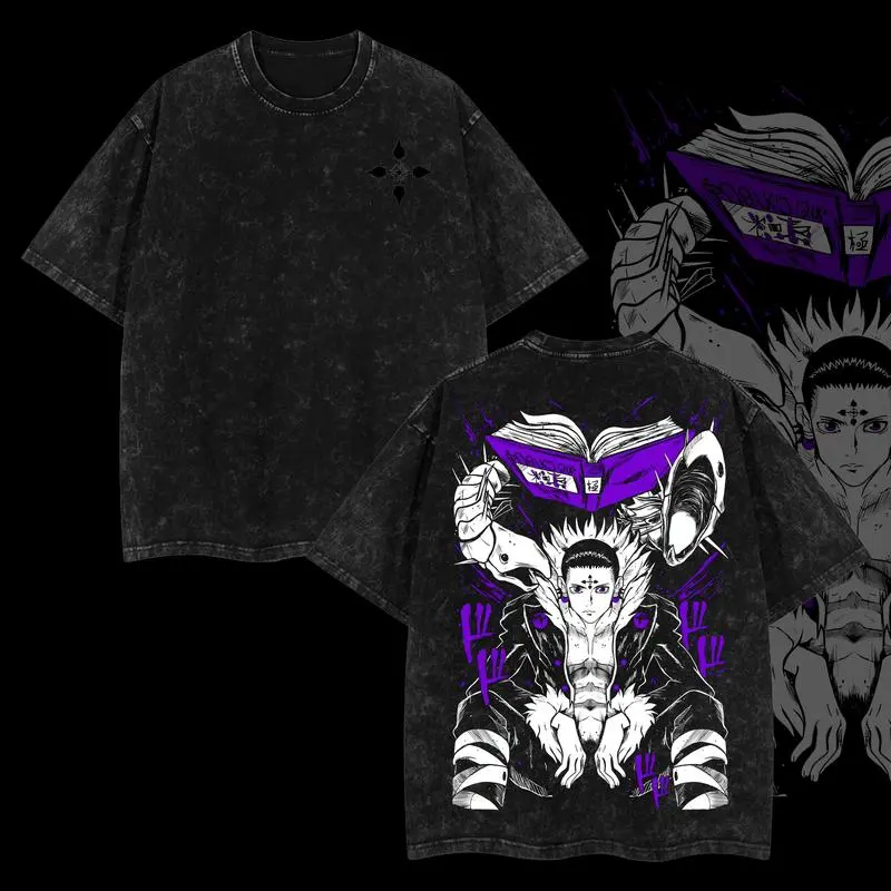 Hunter x Hunter Anime Washed T-Shirt - Graphic Manga Shirt, Casual Crew Neck, Short Sleeve, 100% Cotton, Machine Washable, Ideal for Fans anime lover anime clothes subtle anime merch