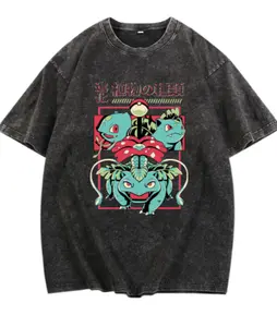 Venusaur Ivysaur Bulbasaur Evolutions Anime Japanese Mineral Wash Oversized Graphic Tee, Gifts, Father's Day, Birthday, Festival, Birthday, Christmas