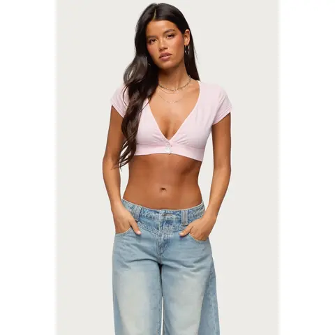 Cecey Button Up Crop Top