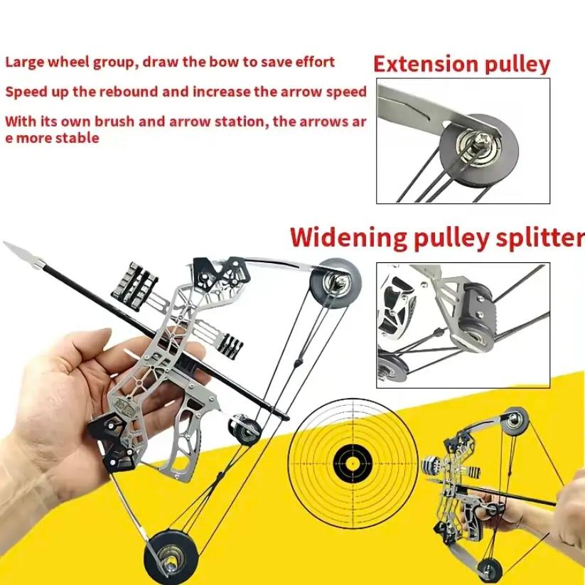 10.2-inch stainless steel mini composite bow, small arrows, suitable for beginner archery practice, entertainment and fun gift, mini bow archery set SpringStatements