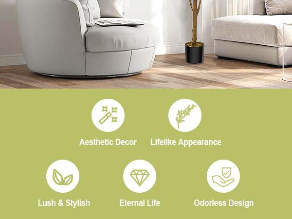 6FT Artificial Olive Tree - Lifelike Faux Olive Tree for Indoor & Outdoor Spaces, Realistic Foliage & Fruits, Durable & Safe Decor Decorative Plants Ornaments